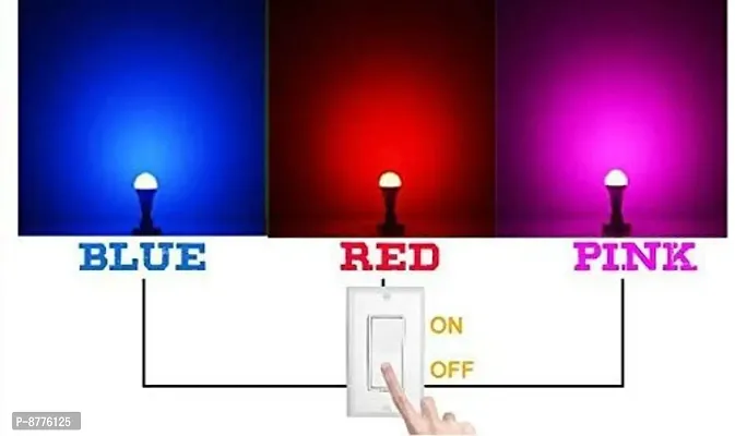3A BRIGHT 9 Watt B22 Bullet 3 Colour in 1 LED Bulb (Red/Blue/Pink) - Pack of 1-thumb2