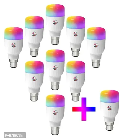 3A BRIGHT 9-Watt B22 Bullet 3-in-1 (3 Colour in 1 LED Bulb, Red/Blue/Pink) - Buy 9 + Get 1 Free