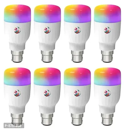 3A BRIGHT 9-Watt B22 Bullet 3-in-1 (3 Colour in 1 LED Bulb, Red/Blue/Pink) - Pack of 8 Bulb