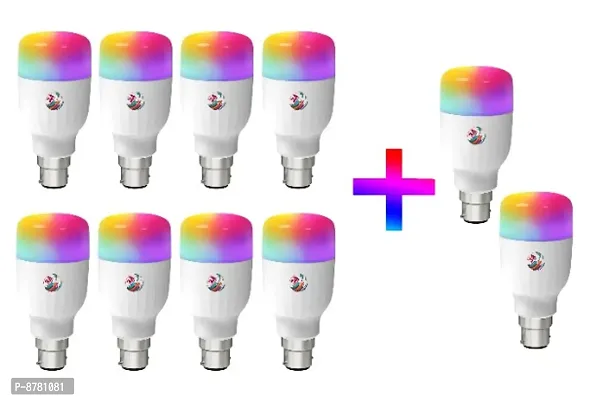 3A BRIGHT 9-Watt B22 Bullet 3-in-1 (3 Colour in 1 LED Bulb, Red/Blue/Pink) - Buy 8 + Get 2 Free