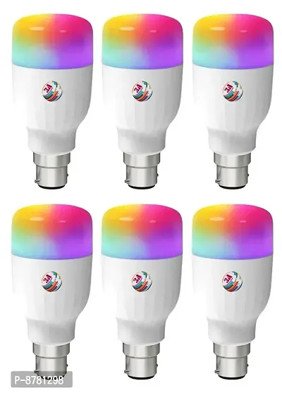 3A BRIGHT 9-Watt B22 Bullet 3-in-1 (3 Colour in 1 LED Bulb, Red/Blue/Pink) - Pack of 6 Bulb-thumb0