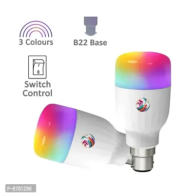 3A BRIGHT 9-Watt B22 Bullet 3-in-1 (3 Colour in 1 LED Bulb, Red/Blue/Pink) - Pack of 6 Bulb-thumb5