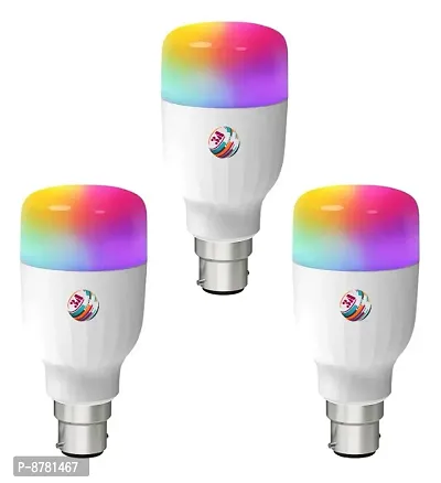 3A BRIGHT 9 Watt B22 Bullet 3 Colour in 1 LED Bulb (Red/Blue/Pink, Pack of 3)