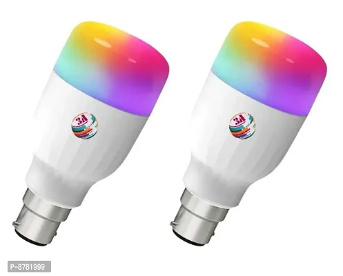 3A BRIGHT 9-Watt B22 Bullet 3-in-1 (3 Colour in 1 LED Bulb, Red/Blue/Pink) - Pack of 2 Bulb
