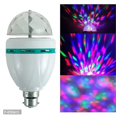 3A BRIGHT 3W RGB 360 Degree LED Lamp, Projector Crystal Auto Rotating Color Changing Lamp (Pack of 1 Bulb)-thumb0