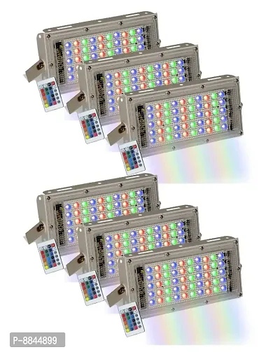 3A BRIGHT 50 Watt Brick Ultra Bright lens LED Flood Light (Color-RGB, Pack of 6)