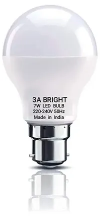 3A Bright 7 Watt B22 Round DOB LED Bulb Silver White , Pack Of 8-thumb1