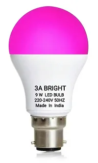 3A Bright 9 Watt B22 Round Color Led Bulb Pink Green Blue Red Combo Pack Of 4 Piece-thumb4