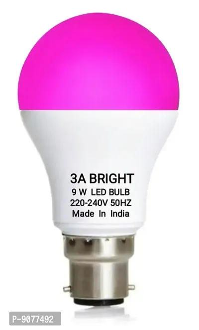 3A Bright 9 Watt B22 Round Color Led Bulb Pink Green Blue Red Combo Pack Of 4 Piece-thumb5