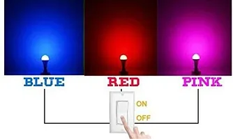 3A Bright 9 Watt B22 Round Color Led Bulb Pink Green Blue Red Warm White And Free 3In1 Combo Pack Of 11 Piece-thumb1