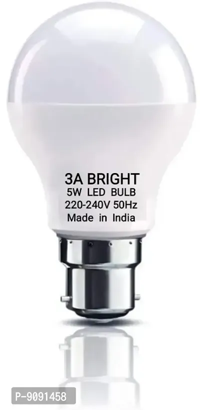 3A BRIGHT 5 Watt B22 Round DOB LED Bulb Silver White, Pack of 6 Bulb-thumb2