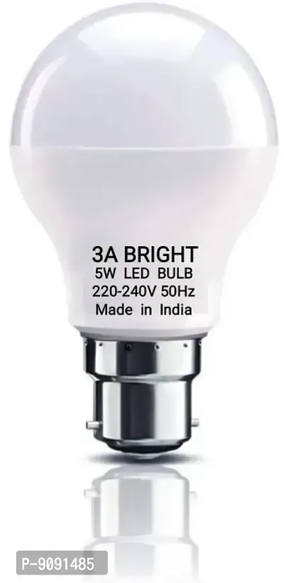 3A BRIGHT 5 Watt B22 Round Silver White DOB LED Bulb (Pack of 8)-thumb2