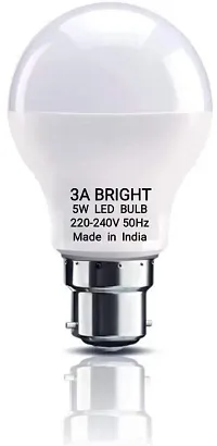 3A BRIGHT 5-Watt Base-B22 Round Plastic Body DOB LED Bulb Silver White, Pack of 10 Bulb-thumb1