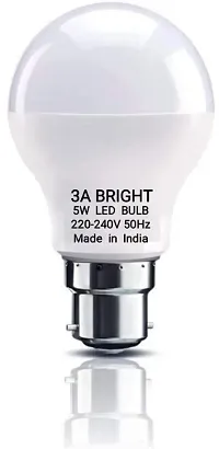 3A BRIGHT 5-Watt B22 Round DOB LED Bulb Silver White (Buy 8 + Get 2 Free)-thumb1