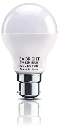 3A BRIGHT 7-Watt B22 Round Plastic Body DOB LED Bulb Silver White (Pack of 8)-thumb1