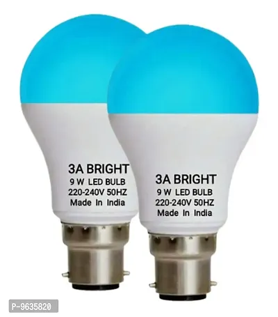 3A BRIGHT 9 Watt B22 Round Colour LED Bulb (BLUE, Pack of 2 Bulb)