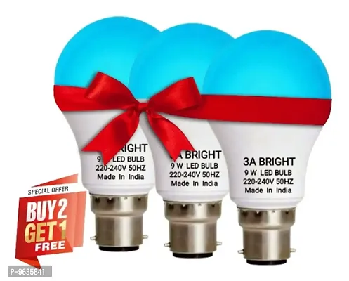 3A BRIGHT 9 Watt B22 Round Colour LED Bulb (BLUE, Pack of 3 Bulb)-thumb0