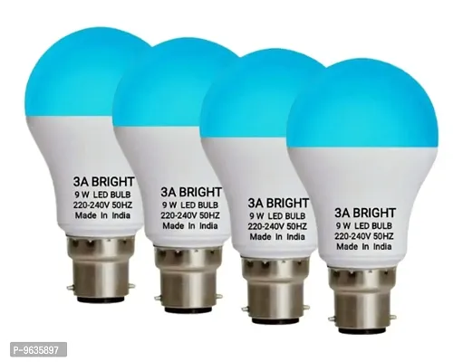 3A BRIGHT 9 Watt B22 Round Colour LED Bulb (BLUE, Pack of 4 Bulb)