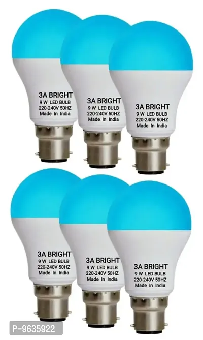 3A BRIGHT 9 WATT B22 ROUND COLOR LED BULB (BLUE, PACK OF 6 BULB)-thumb0