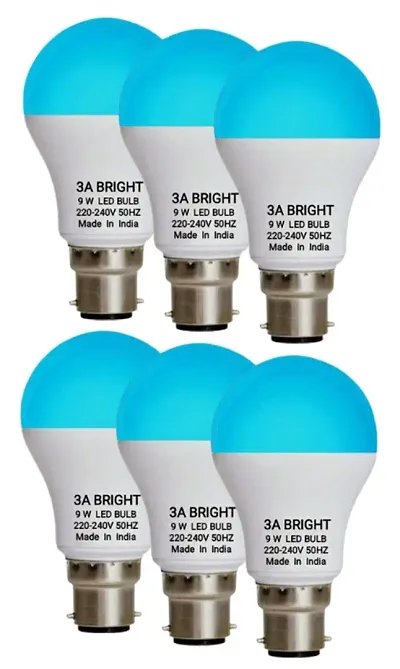 3A Bright 9 Watt B22 Round Color LED Bulb (BLUE, PACK OF 6 BULB)