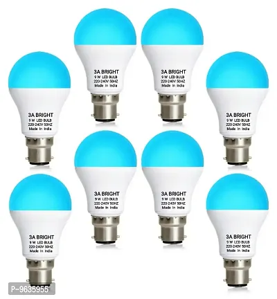 3A BRIGHT 9 WATT B22 ROUND COLOR LED BULB (BLUE, PACK OF 8)-thumb0