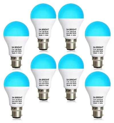 3A BRIGHT 9 WATT B22 ROUND COLOR LED BULB (BLUE, PACK OF 8)