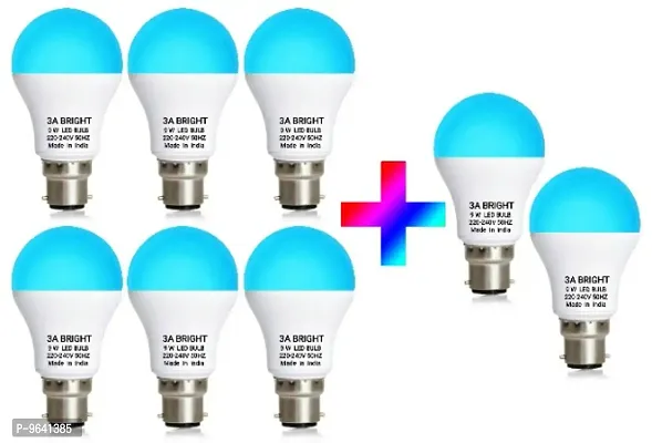 3A BRIGHT 9 WATT B22 ROUND BLUE COLOR LED BULB (BUY 6 + GET 2 FREE)