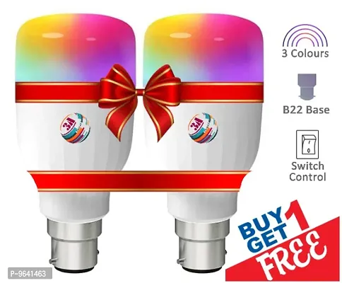 3A Bright 9 Watt B22 Bullet 3 Color In 1 Led Bulb Red Blue Pink Buy 1 Get 1 Free-thumb0
