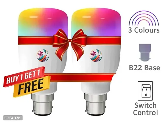 3A BRIGHT 9 Watt B22 Bullet 3-in-1 LED Bulb (Red/Blue/Pink) - Buy 1 Get 1 Free-thumb0