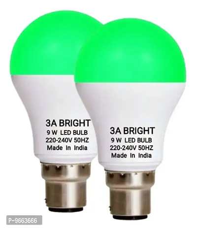 3A Bright 9 Watt B22 Round Color Led Bulb Green Pack Of 2-thumb0