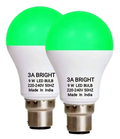 3A Bright 9 Watt B22 Round Color LED Bulb (Pack of 2)