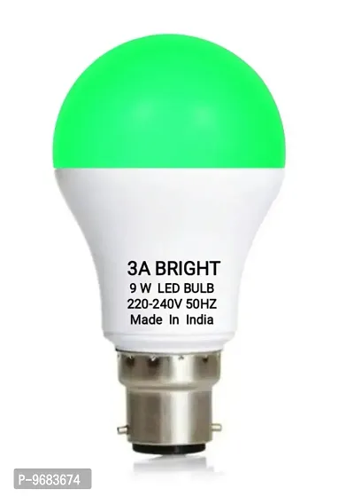 3A BRIGHT 9 WATT B22 ROUND COLOR LED BULB (GREEN, PACK OF 8 BULB)-thumb2