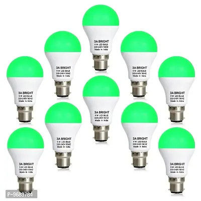 3A BRIGHT 9 WATT B22 ROUND COLOR LED BULB (GREEN, PACK OF 10)-thumb0