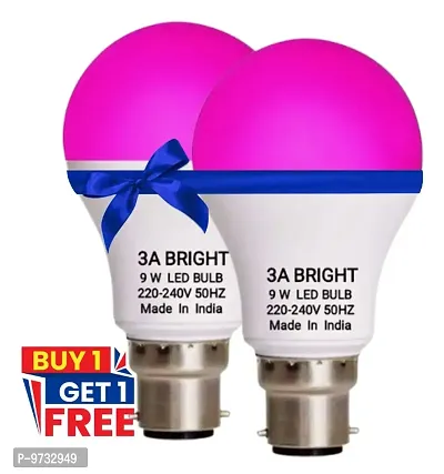 3A Bright 9 Watt B22 Round Pink Color Led Bulb Buy 1 Get 1 Free-thumb0