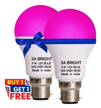 3A BRIGHT 9 Watt B22 Round Pink Colour LED Bulb (Pack of 2)