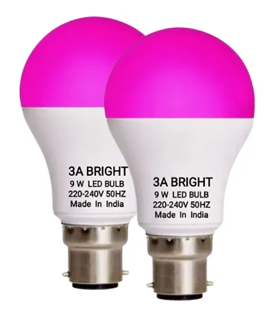 3A BRIGHT 9 Watt B22 Round Pink Colour LED Bulb (Pack of 2)