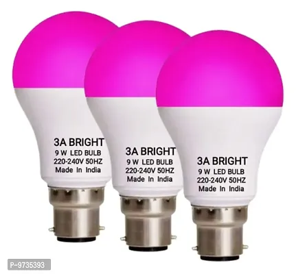 3A BRIGHT 9 WATT B22 ROUND PINK COLOR LED BULB ( PACK OF 3 BULB)