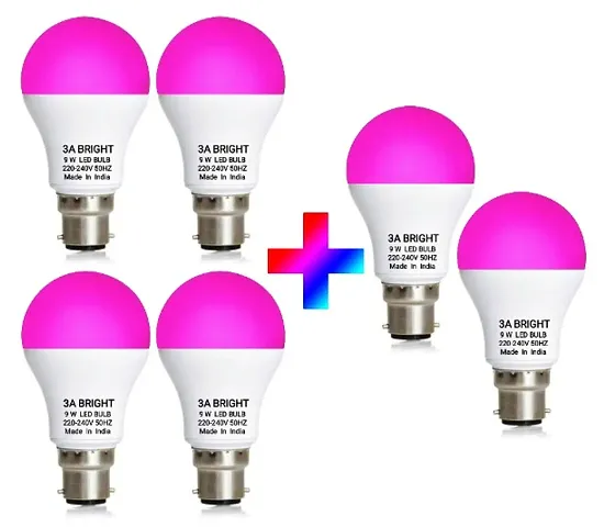 3A Bright 9 Watt B22 Round Pink Color LED Bulb ( PACK OF 6 BULB)