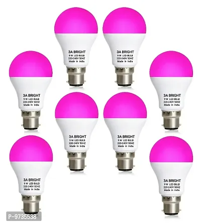 3A BRIGHT 9W B22 PINK COLOR LED BULB ( PACK OF 8 BULB)-thumb0