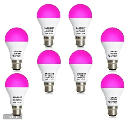 3A BRIGHT 9W B22 Round Pink Colour LED Bulb , Combo Pack of 8 Pcs-thumb0