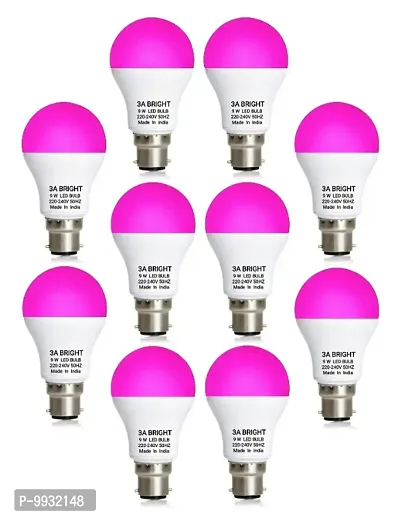 3A BRIGHT 9W B22 PINK COLOR LED BULB ( PACK OF 10 BULB)