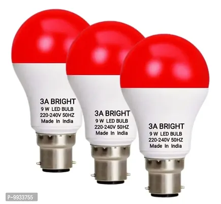 3A BRIGHT 9W B22 RED COLOR LED BULB ( PACK OF 3 BULB)-thumb0