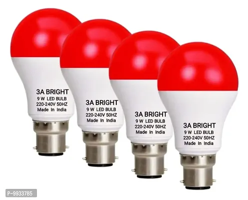 3A BRIGHT 9W B22 RED COLOR LED BULB ( PACK OF 4 BULB)