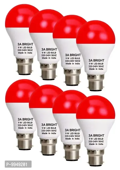 3A BRIGHT 9W B22 RED COLOR LED BULB ( PACK OF 8 BULB)-thumb0