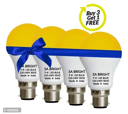 3A BRIGHT 9W B22 Round Warm White Colour LED Bulb , Buy 3 + Get 1 Free-thumb0