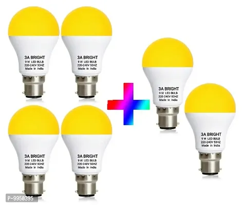 3A BRIGHT 9W B22 Round Warm White Colour LED Bulb , Buy 4 + Get 2 Free-thumb0