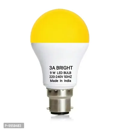 3A BRIGHT 9 Watt B22 Round Warm White LED Bulb (Pack of 6)-thumb2