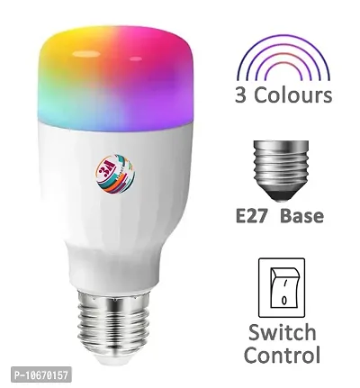 3A BRIGHT 9 Watt E27 Bullet 3 Colour in 1 LED Bulb (Red/Blue/Pink) - Pack of 1