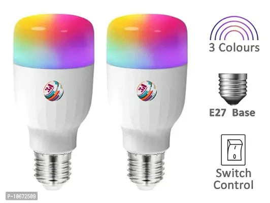3A BRIGHT 9 Watt E27 Bullet 3 Colour in 1 LED Bulb (Red/Blue/Pink) - Pack of 2-thumb0