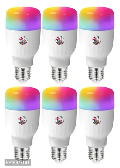 3A BRIGHT 9 Watt E27 Bullet 3 Colour in 1 LED Bulb (Red/Blue/Pink) - Pack of 6